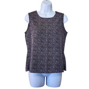 Notations Womens Pullover Career Top Size S Blue Pink Sleeveless Keyhole Blouse